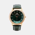 Men Quartz Green Dial Analog Leather Watch 8003T-L3314