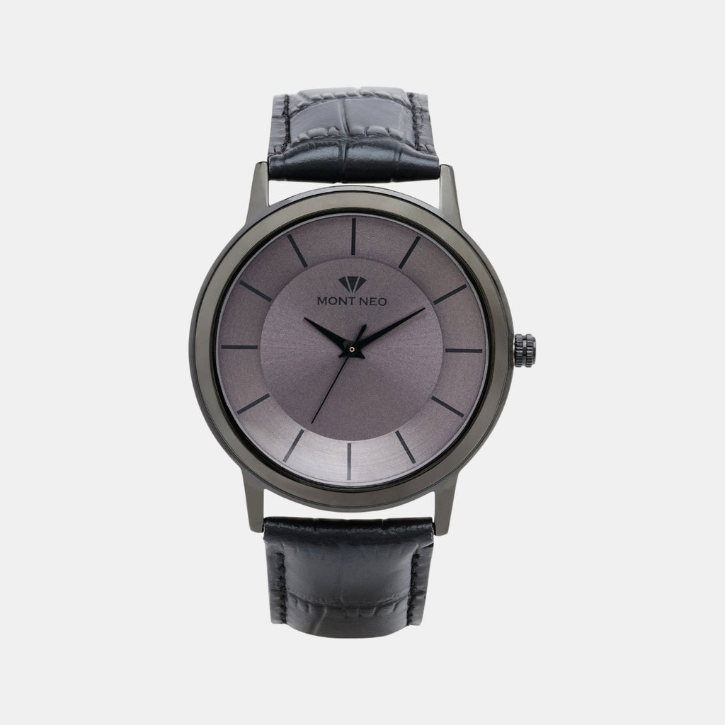 Men Quartz Silver Dial Analog Leather Watch 8003T-L4416