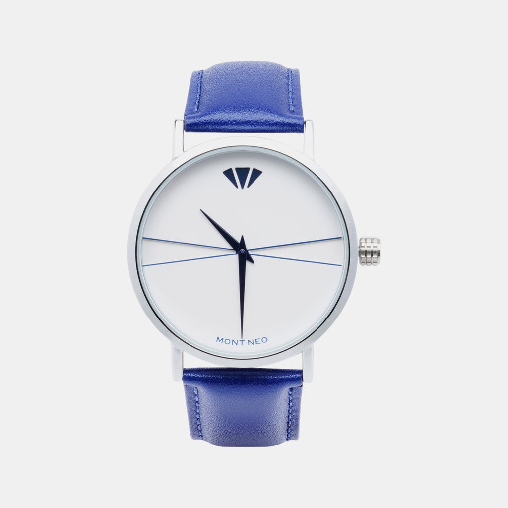 Men Quartz Silver Dial Analog Leather Watch 8005T-L1105