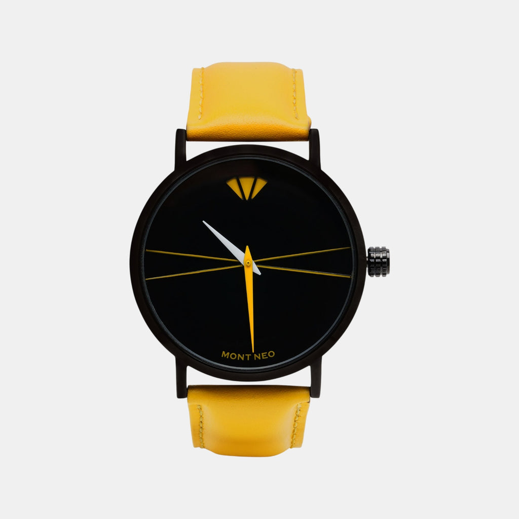 Men Quartz Black Dial Analog Leather Watch 8005T-L4413