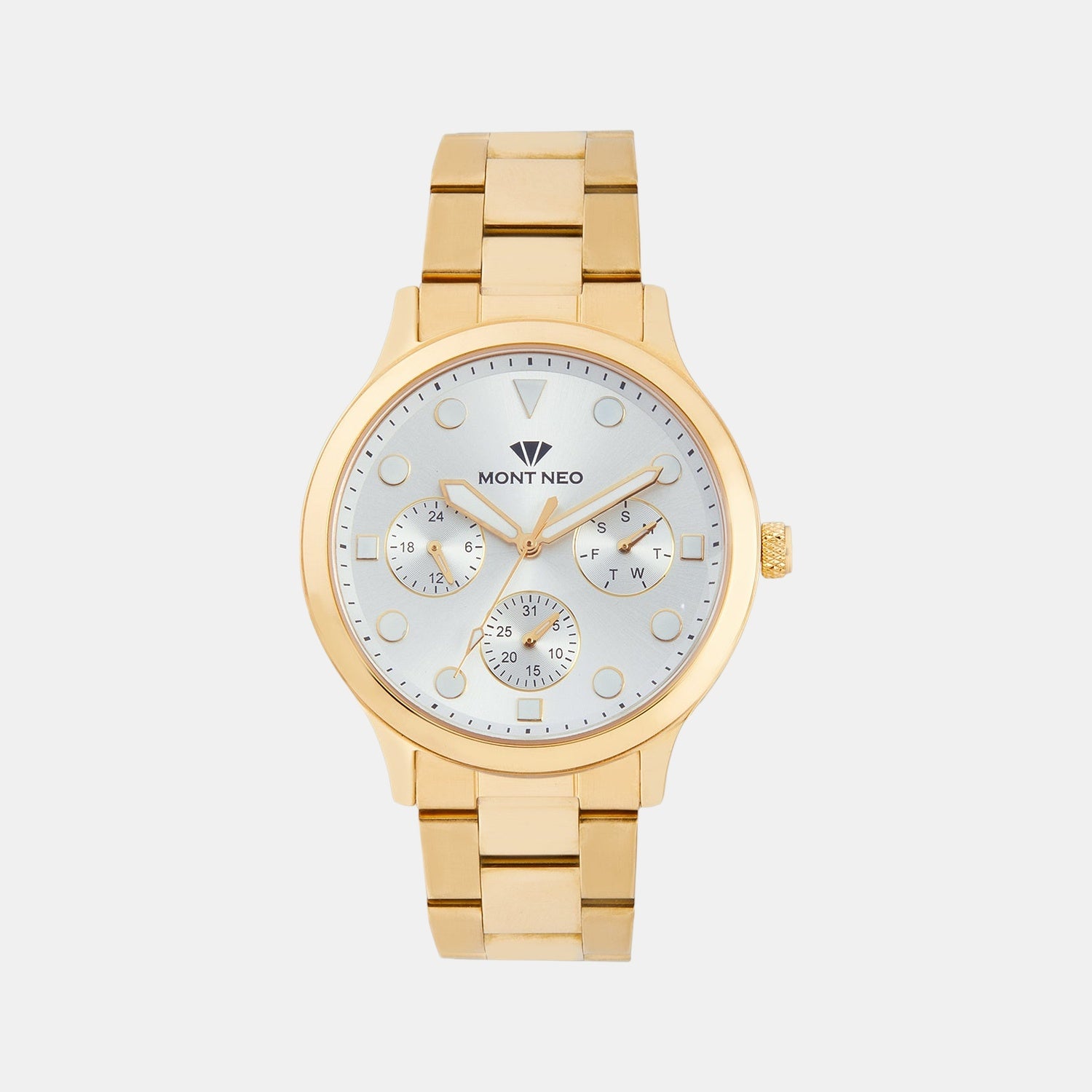 Men Quartz Silver Dial Multi-Function Metal Watch 8006M-M2203