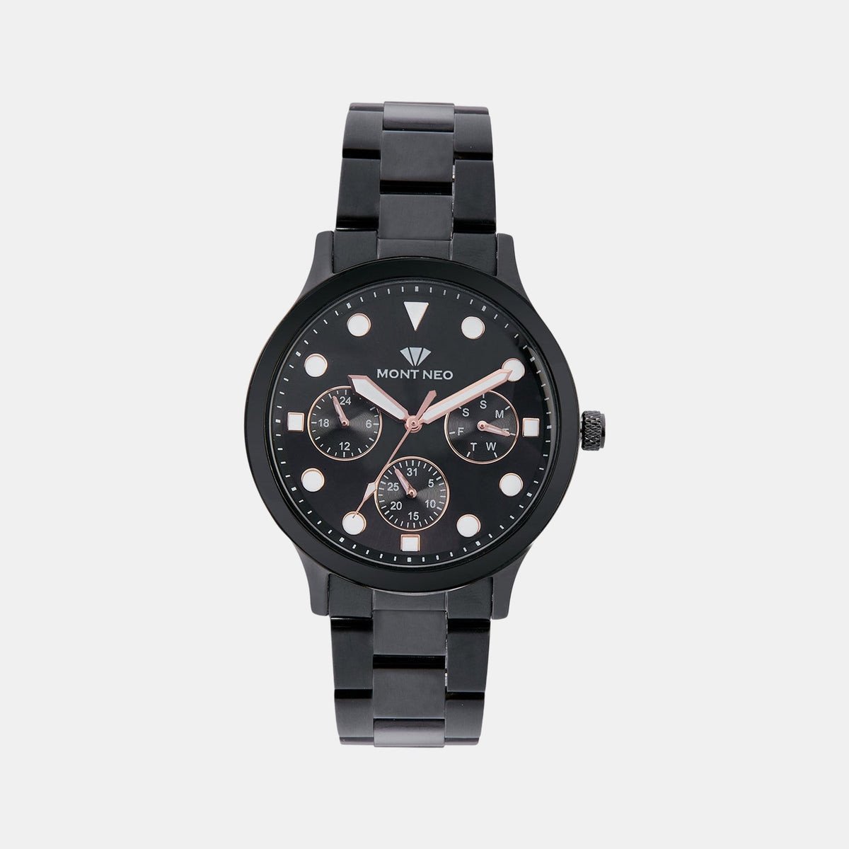Men Quartz Black Dial Multi-Function Metal Watch 8006M-M4404