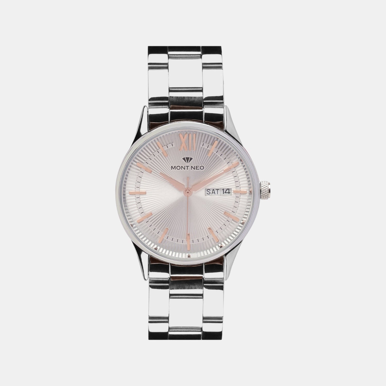 Men Quartz Silver Dial Analog Stainless Steel Watch 8007T-M1103