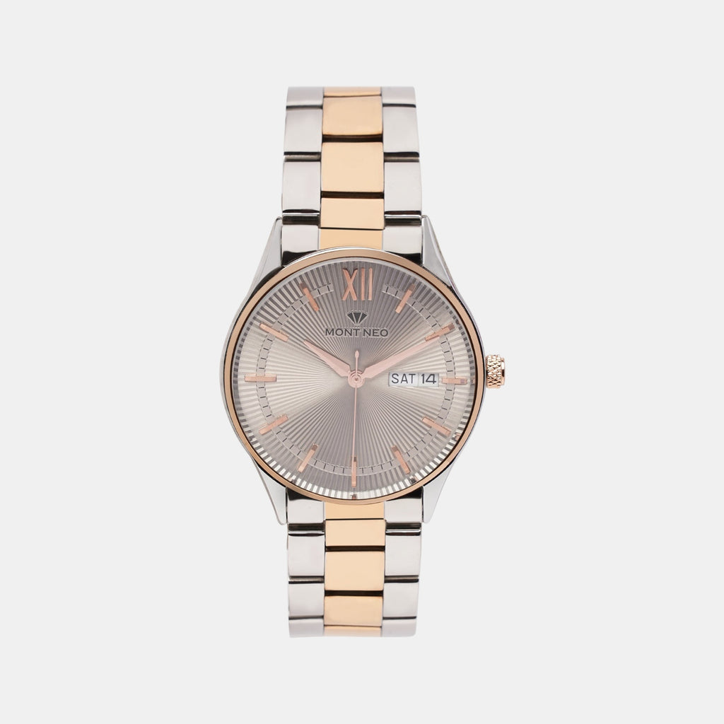 Men Quartz Grey Dial Analog Stainless Steel Watch 8007T-M1315