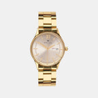 Men Quartz Gold Dial Analog Stainless Steel Watch 8007T-M2203