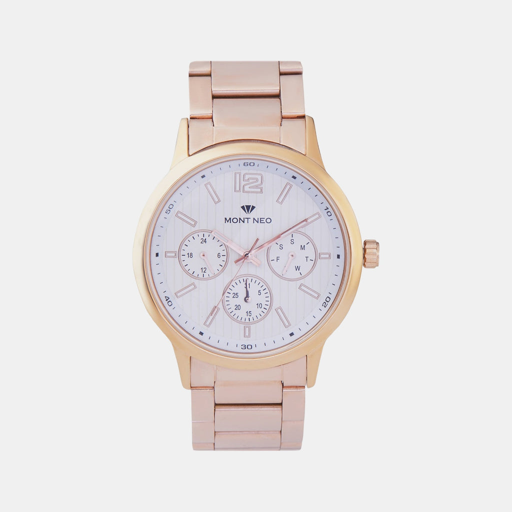 Men Quartz Silver Dial Multi-Function Metal Watch 8008M-L3303