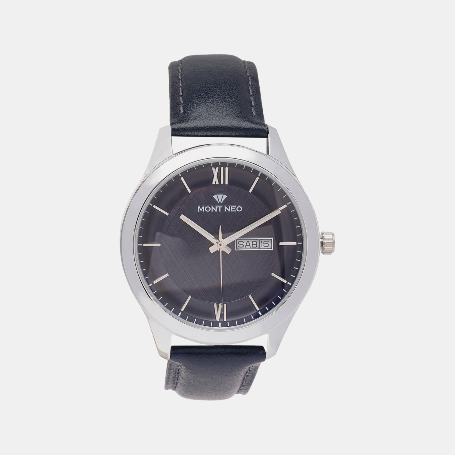 Men Quartz Blue Dial Analog Leather Watch 8009D-L1105