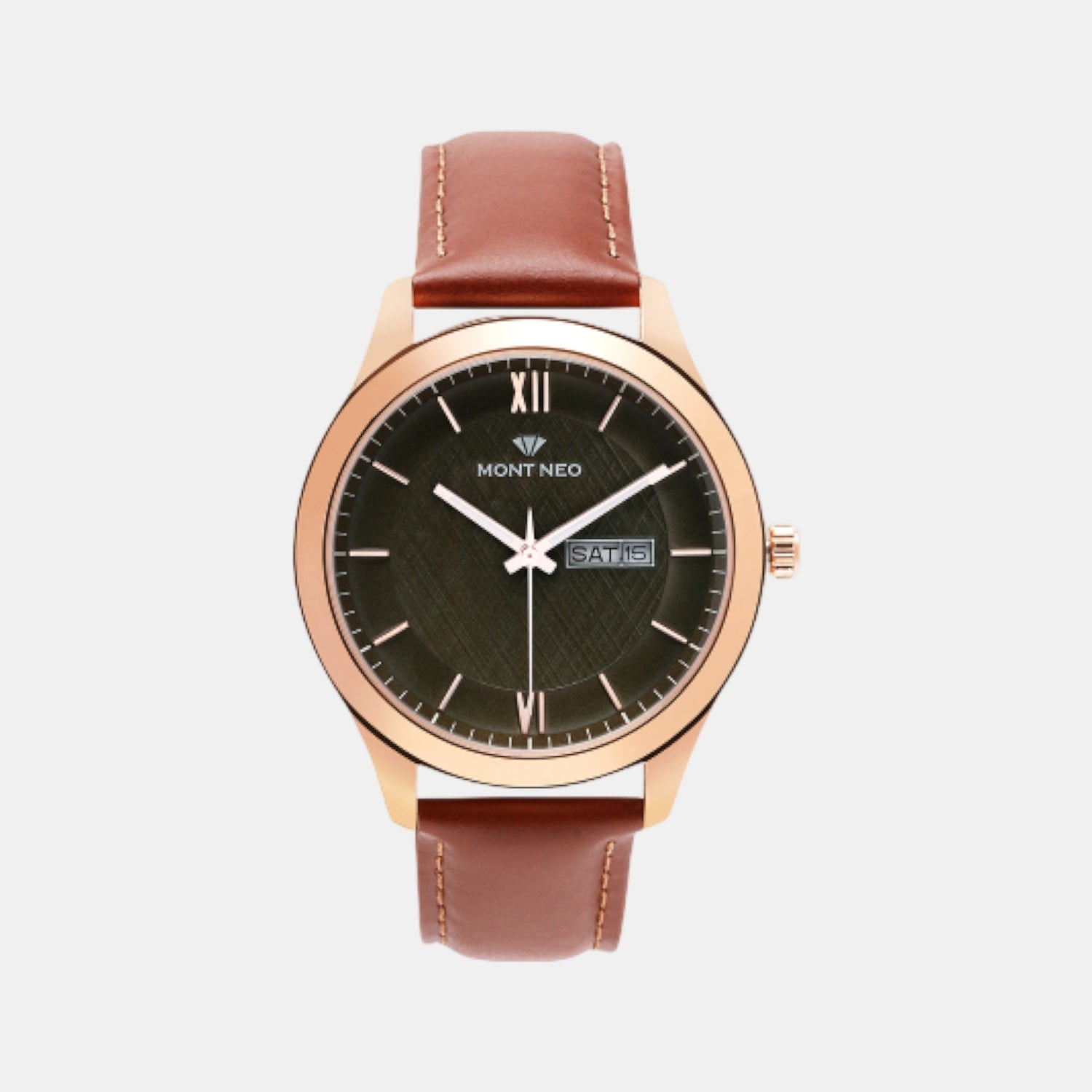 Men Quartz Green Dial Analog Leather Watch 8009D-L3314