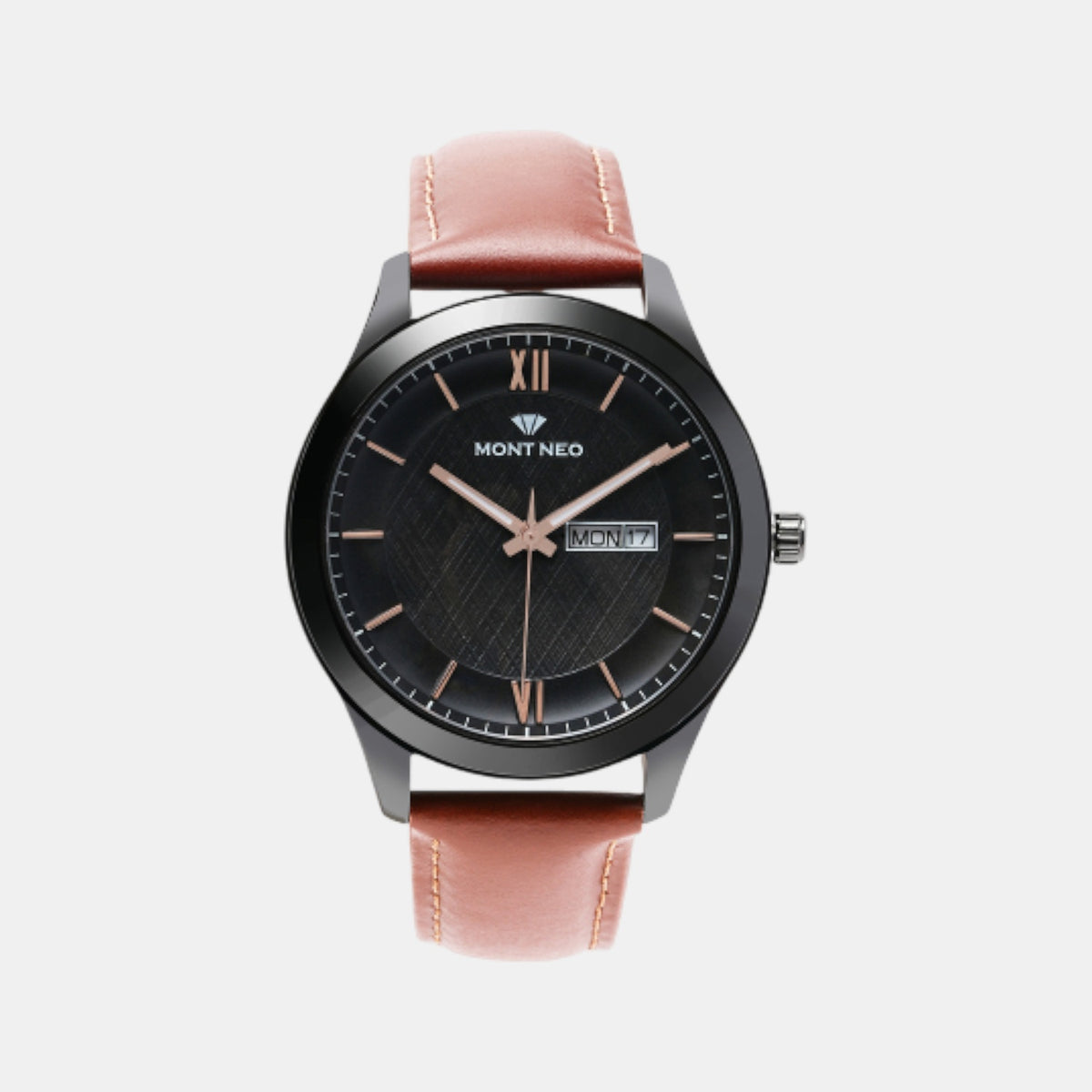 Men Quartz Black Dial Analog Leather Watch 8009D-L4404-02
