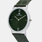 Men Quartz Analog Green Dial Leather Watch 8011B-L1114