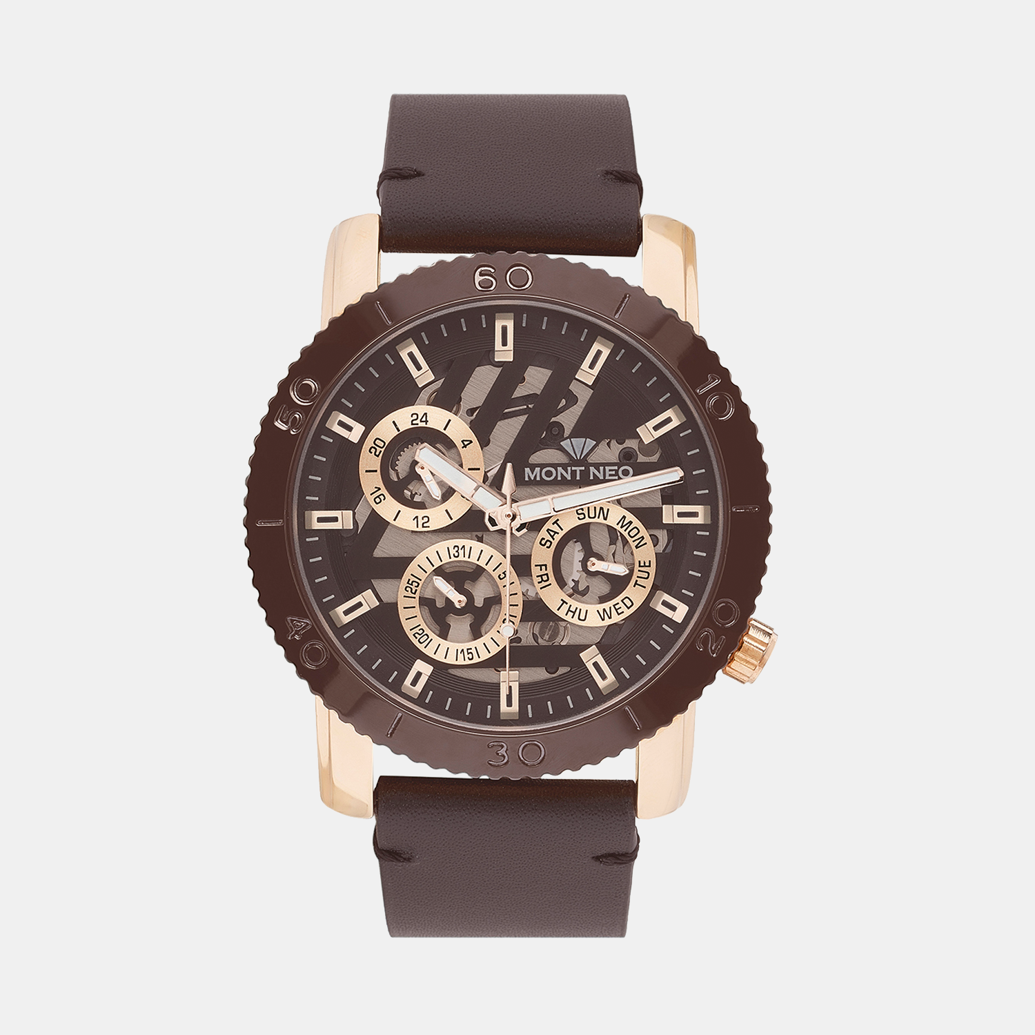 Mont Neo Round Brown Chronograph watch