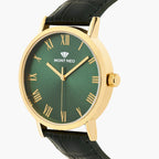 Men Quartz Green Dial Analog Leather Watch 8020T-L2214