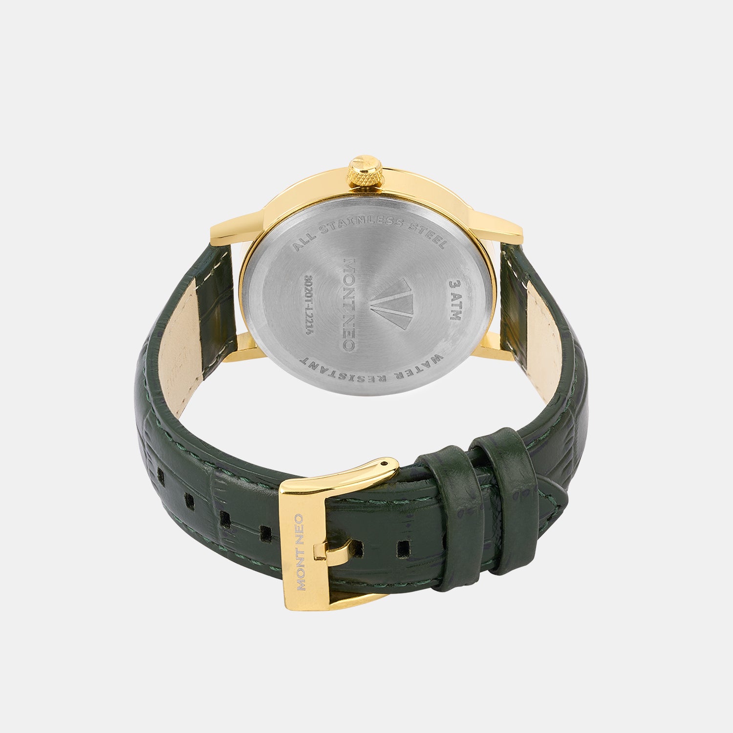 Men Quartz Green Dial Analog Leather Watch 8020T-L2214