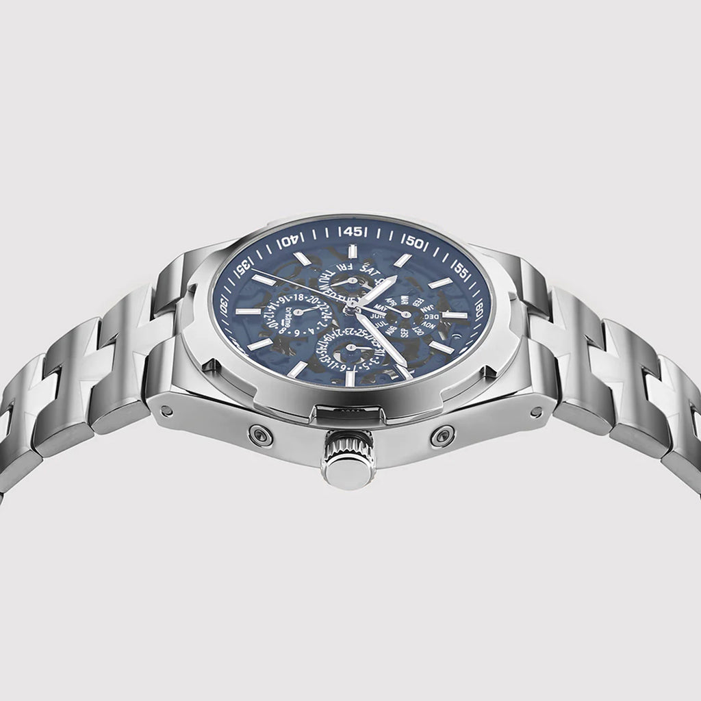 Atlas Men Automatic Blue Dial Multi-Function Stainless Steel Watch 815-M10501