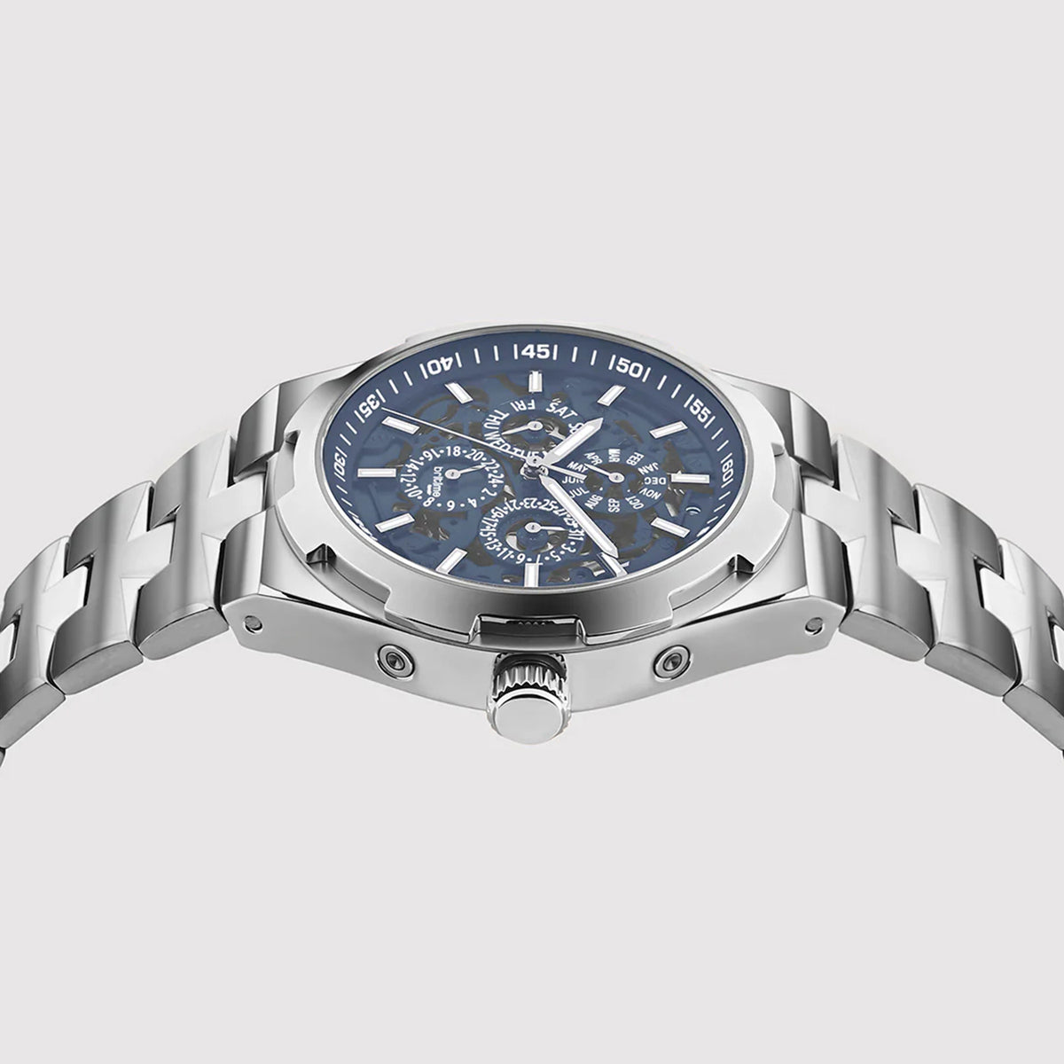 Atlas Men Automatic Blue Dial Multi-Function Stainless Steel Watch 815-M10501