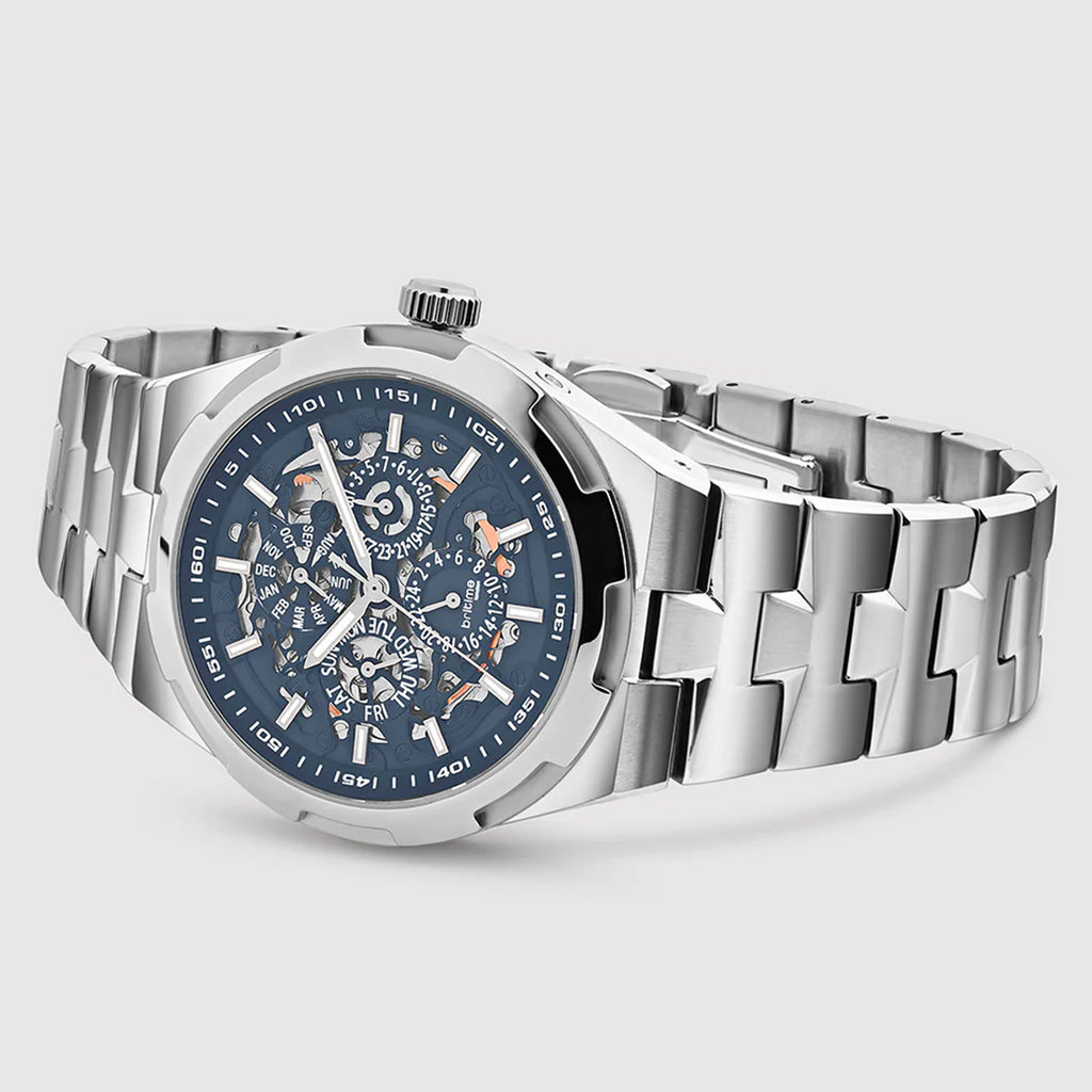 Atlas Men Automatic Blue Dial Multi-Function Stainless Steel Watch 815-M10501