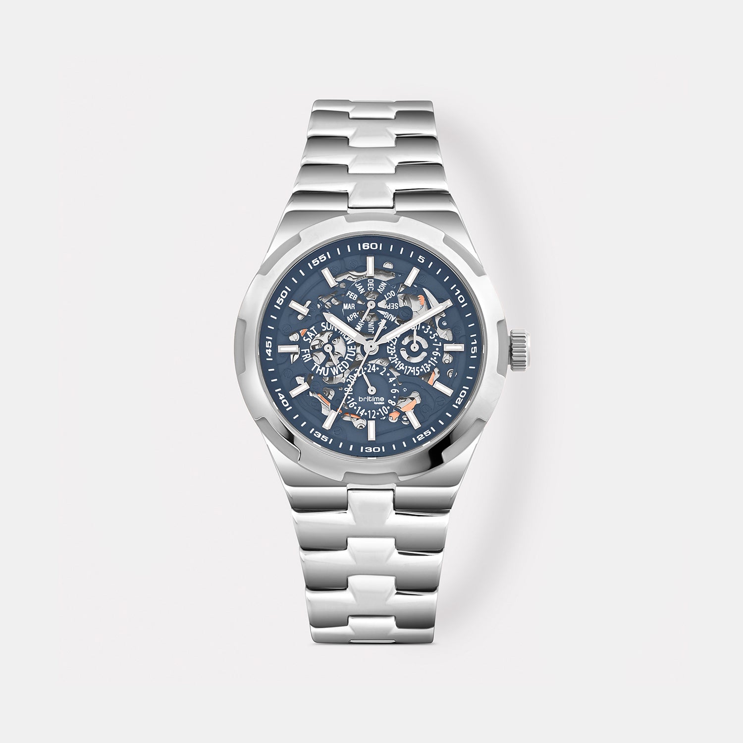 Atlas Men Automatic Blue Dial Multi-Function Stainless Steel Watch 815-M10501