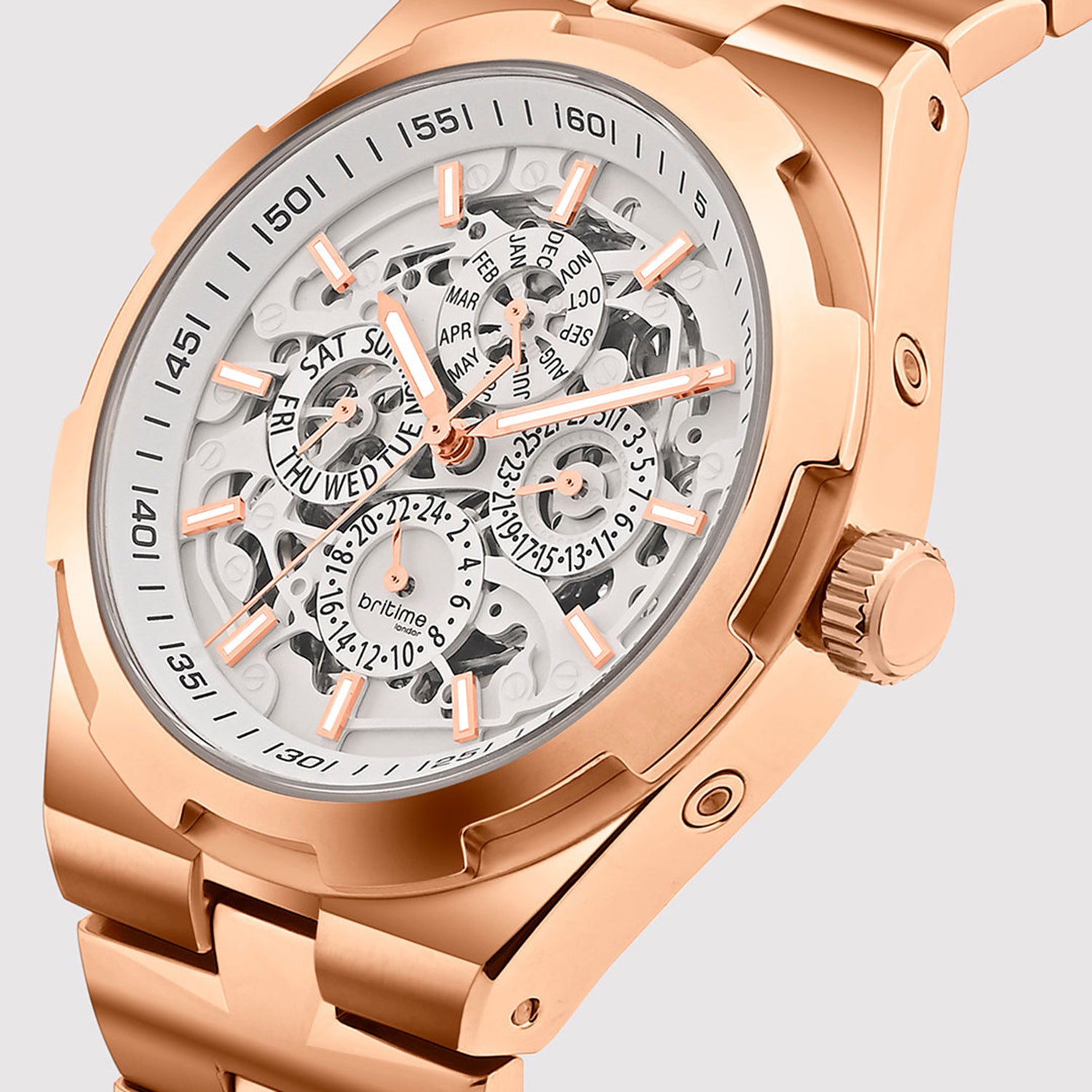 Atlas Men Automatic White Dial Multi-Function Stainless Steel Watch 815-M30303
