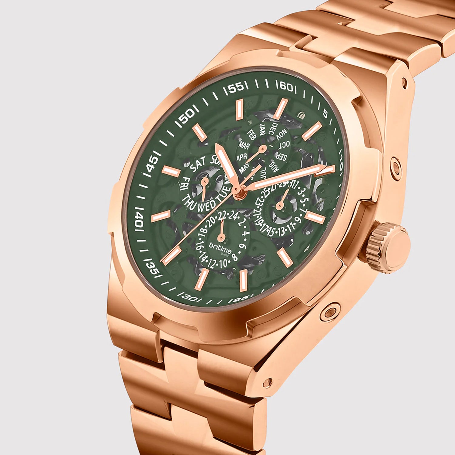 Atlas Men Automatic Green Dial Multi-Function Stainless Steel Watch 815-M31403