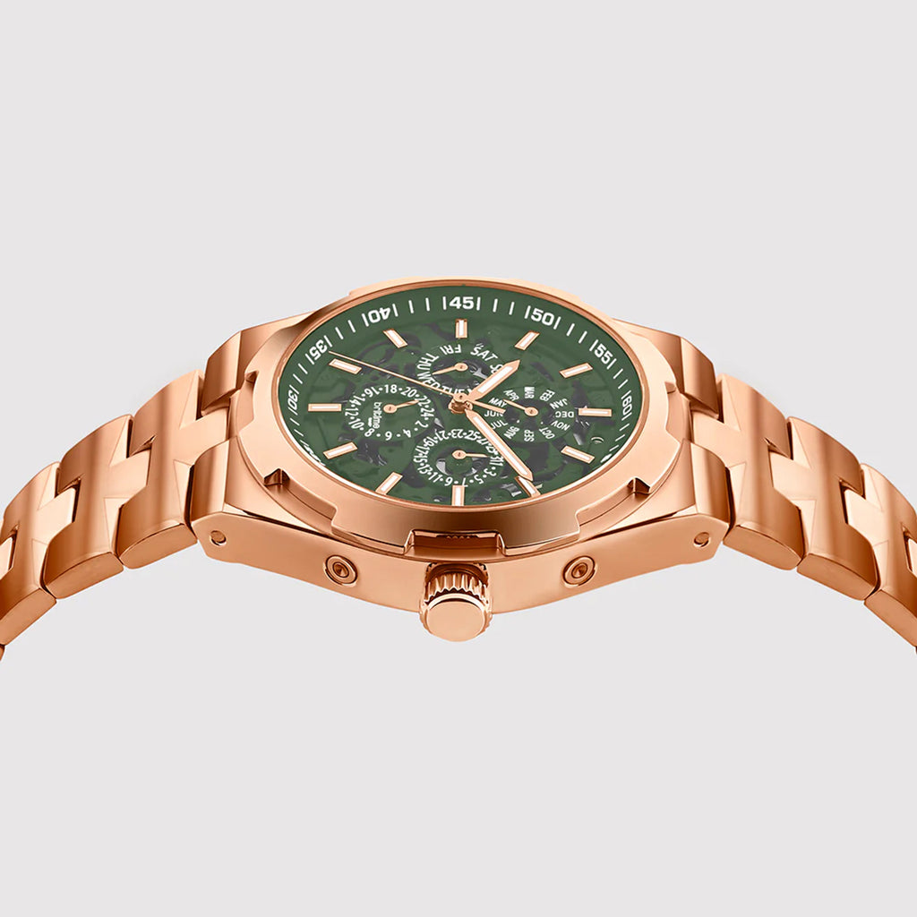 Atlas Men Automatic Green Dial Multi-Function Stainless Steel Watch 815-M31403