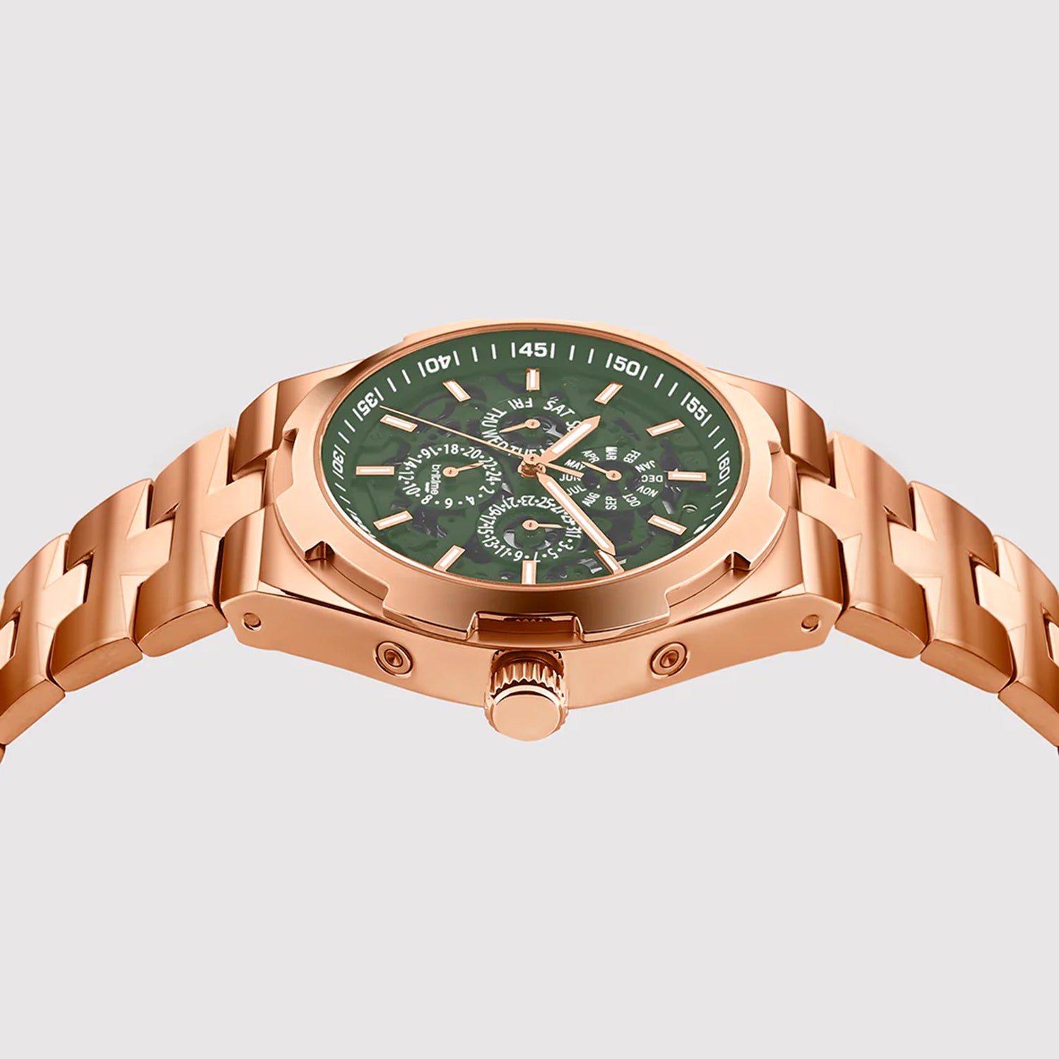 Atlas Men Automatic Green Dial Multi-Function Stainless Steel Watch 815-M31403