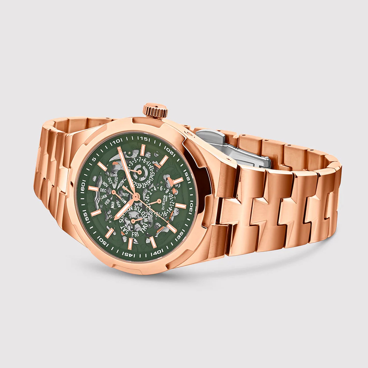 Atlas Men Automatic Green Dial Multi-Function Stainless Steel Watch 815-M31403