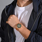 Atlas Men Automatic Green Dial Multi-Function Stainless Steel Watch 815-M31403