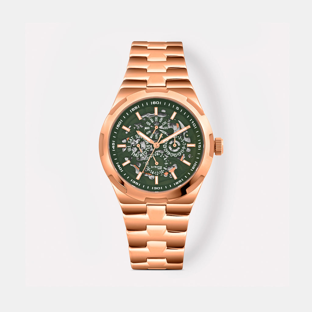 Atlas Men Automatic Green Dial Multi-Function Stainless Steel Watch 815-M31403