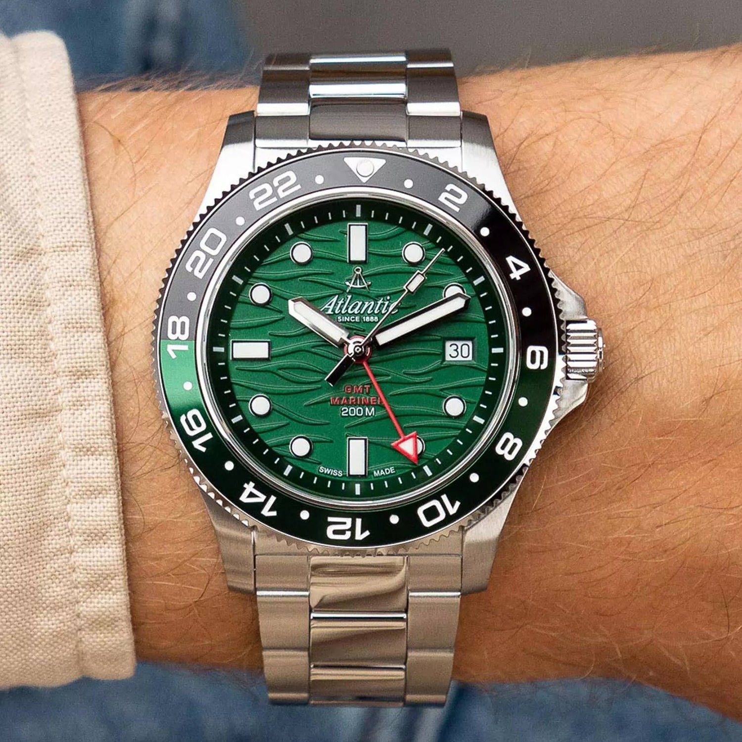 Mariner Men Quartz Green Dial Analog Stainless Steel Watch 81576.41.79GMT