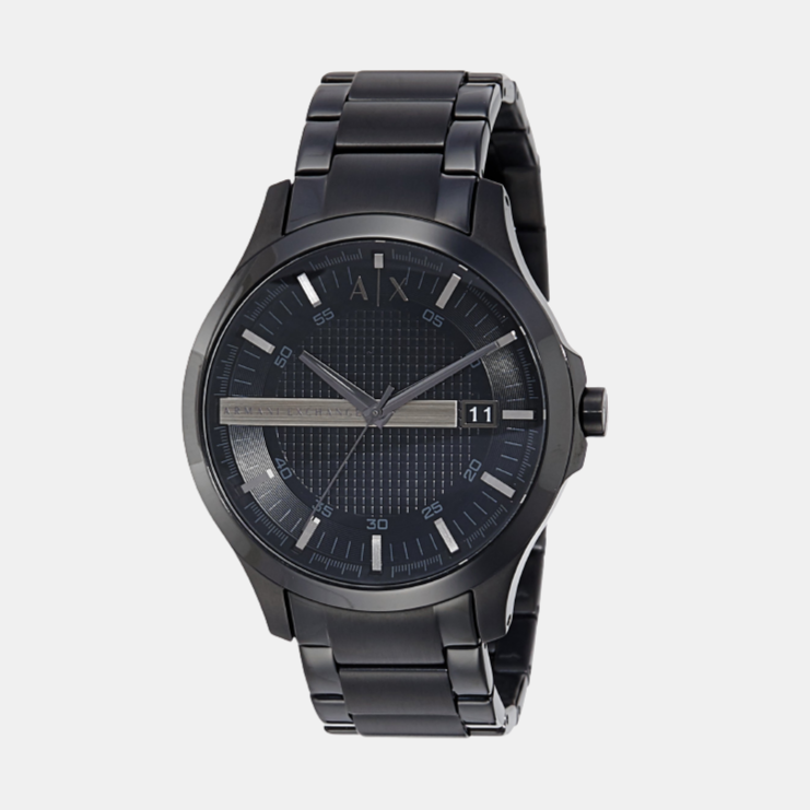 Armani Exchange Men s Analog Round Dial Quartz Black Stainless Steel Watch AX2104I Just In Time