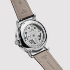 Men Automatic Silver Dial Multi-Function Leather Watch 821-L10306