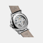 Men Automatic Silver Dial Multi-Function Leather Watch 821-L10306