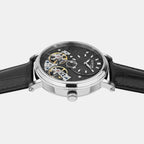 Men Automatic Black Dial Multi-Function Leather Watch 821-L10406