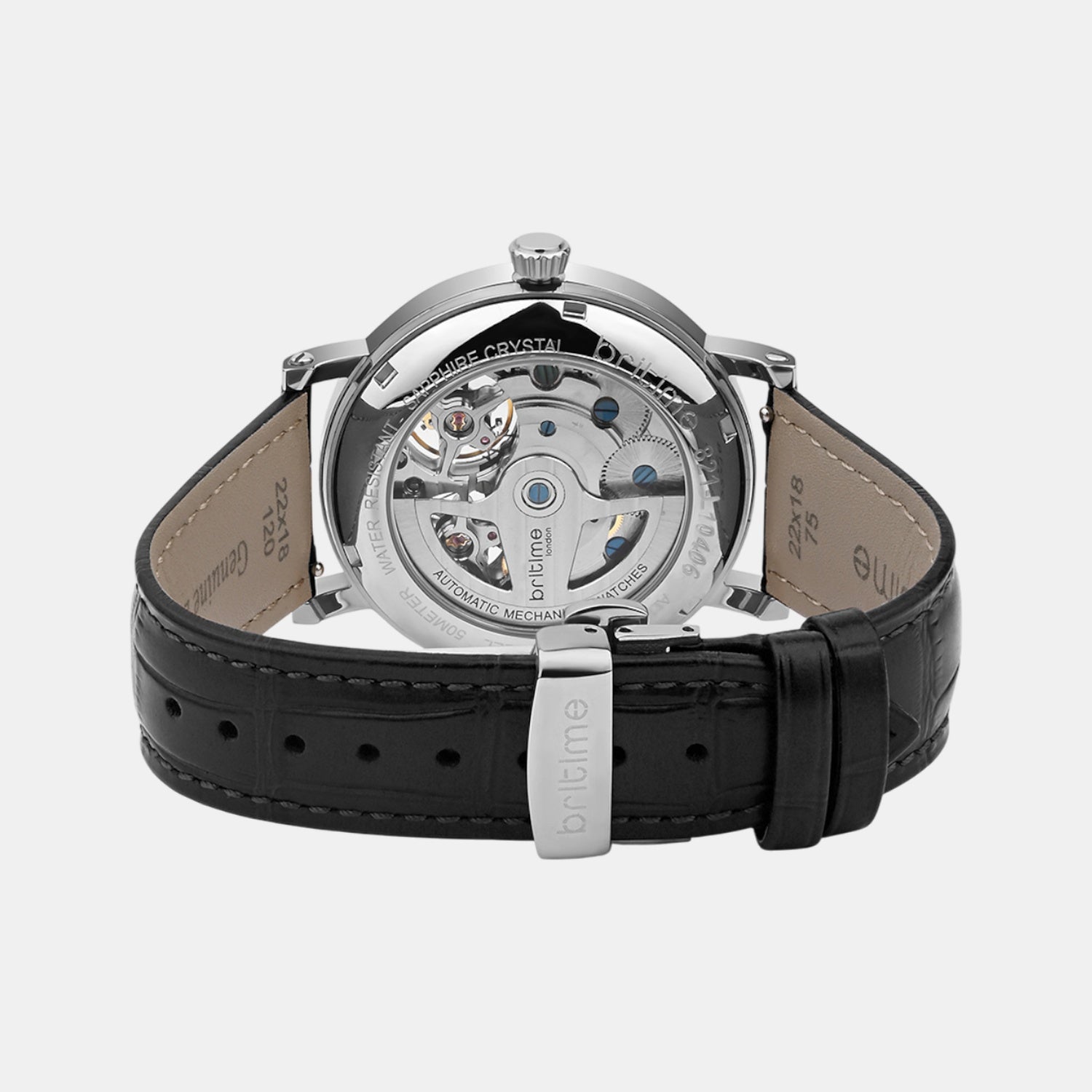 Men Automatic Black Dial Multi-Function Leather Watch 821-L10406