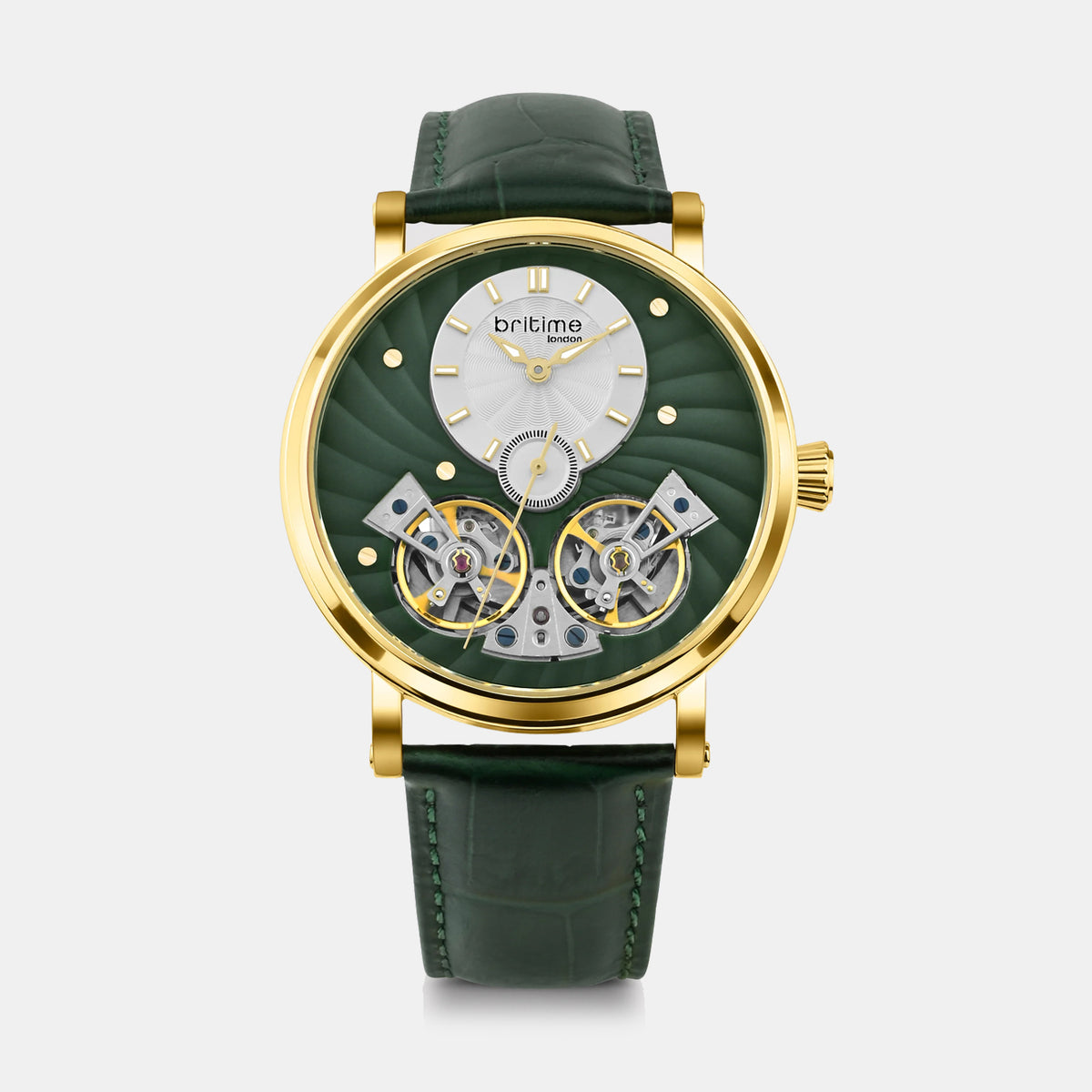 Spiral Men Automatic Green Dial Multi-Function Leather Watch 821-L21412