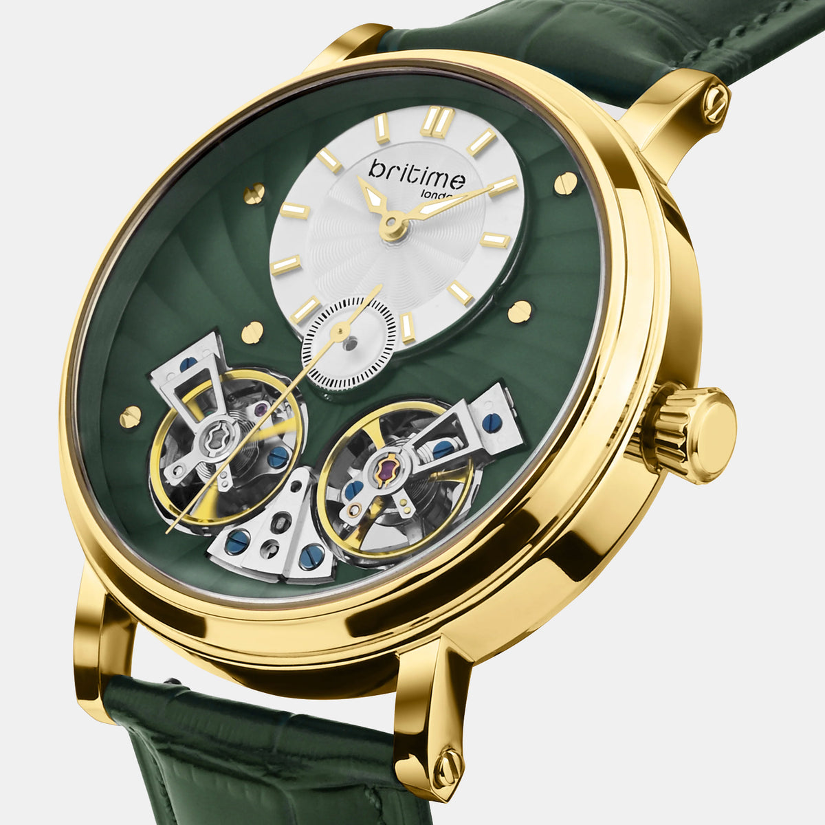 Spiral Men Automatic Green Dial Multi-Function Leather Watch 821-L21412