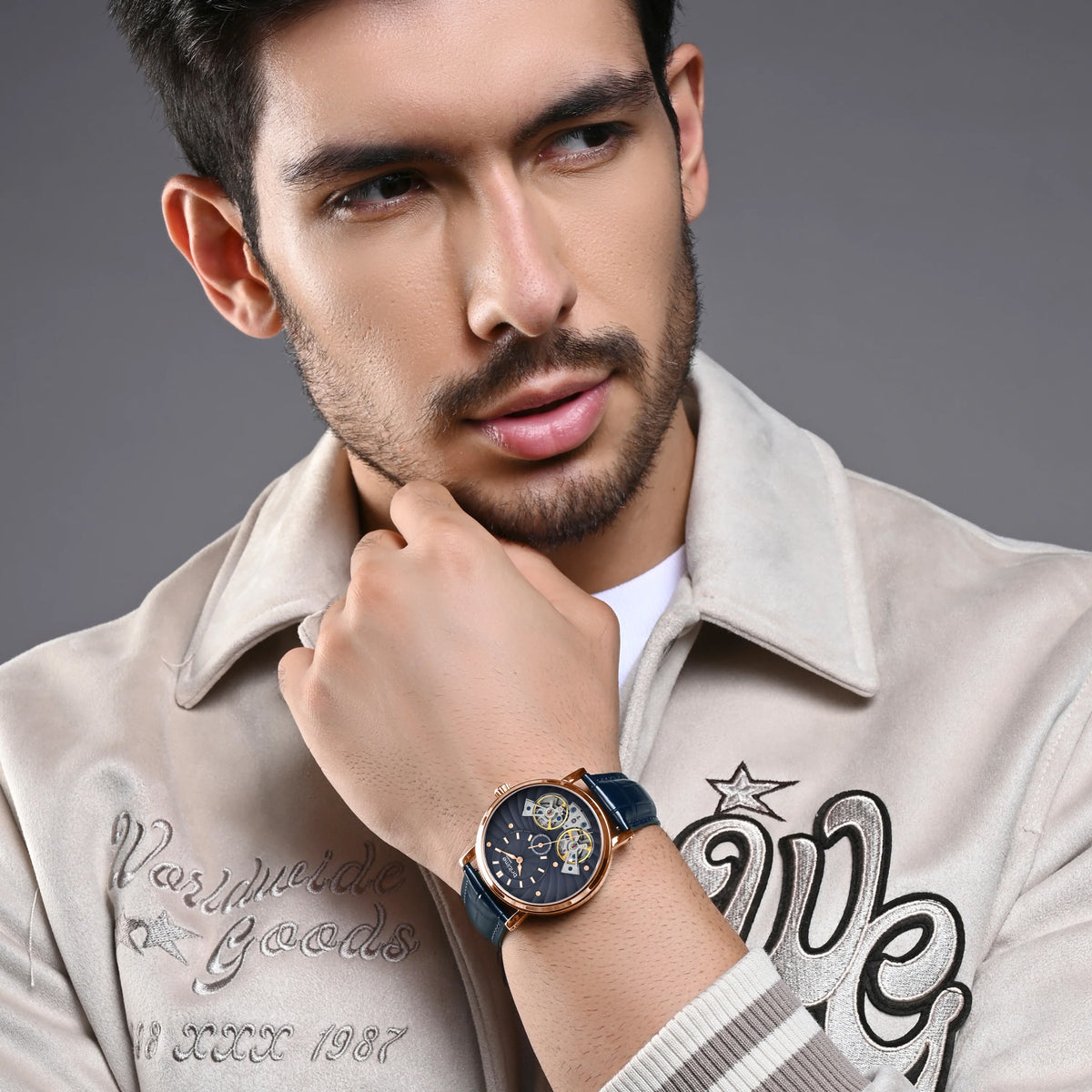 Spiral Men Automatic Blue Dial Analog Leather Watch 821-L30507