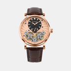 Spiral Men Automatic Rose Gold Dial Multi-Function Leather Watch 821-L30708