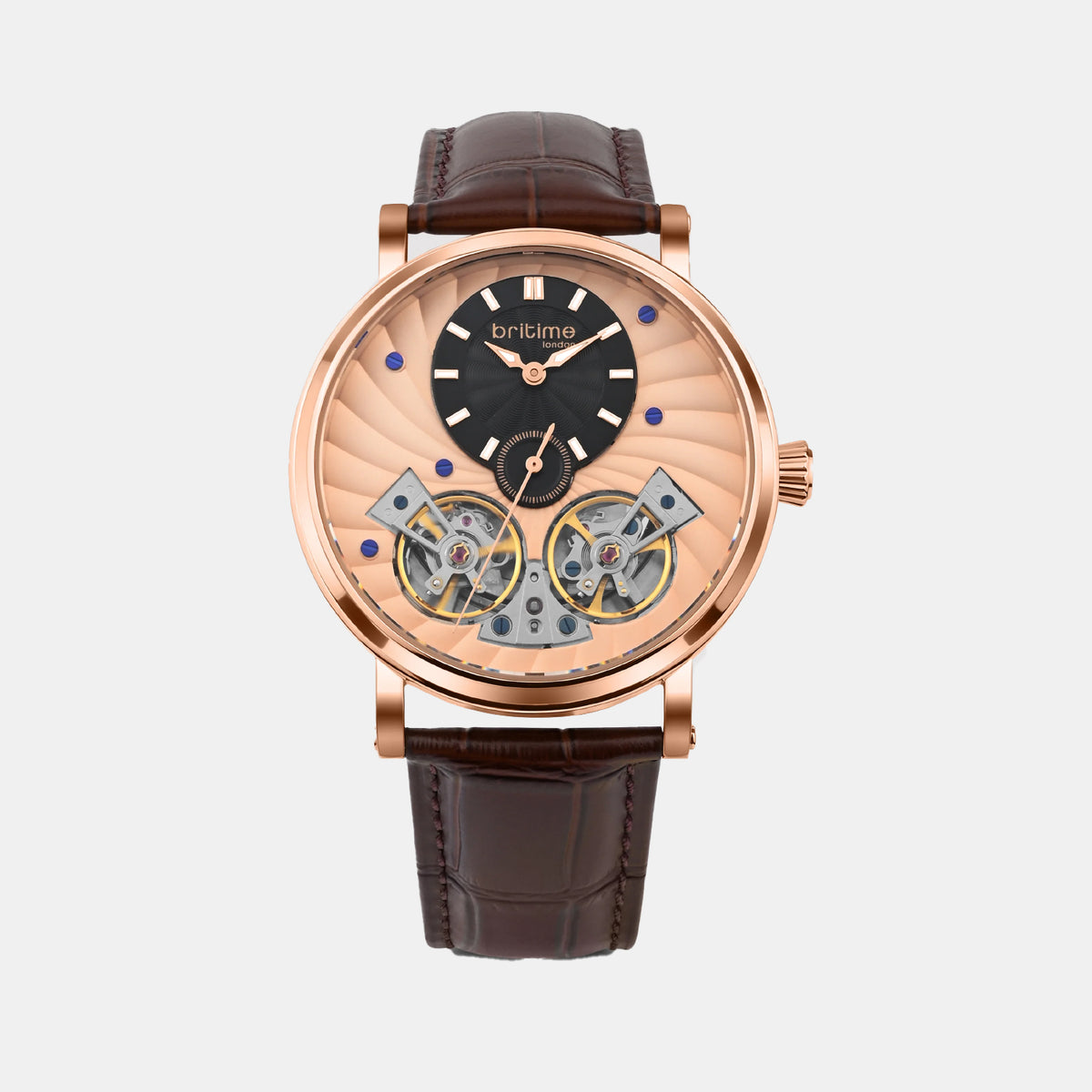 Spiral Men Automatic Rose Gold Dial Analog Leather Watch 821-L30708