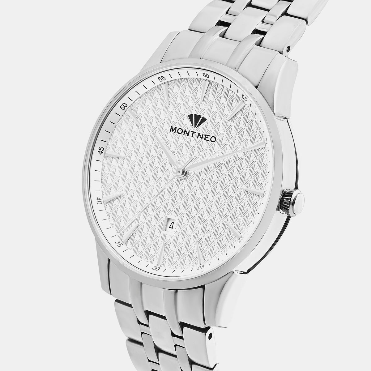 Men Quartz Silver Dial Analog Metal Watch 8501E-M1102
