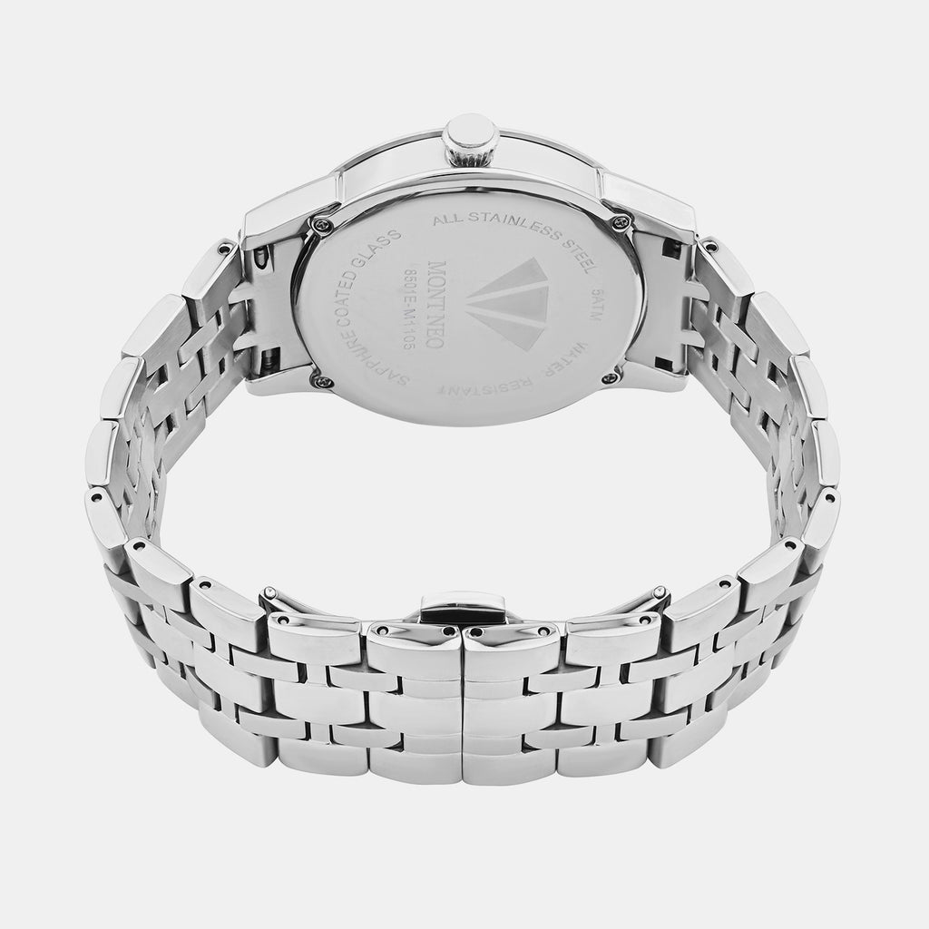 Men Quartz Silver Dial Analog Metal Watch 8501E-M1105