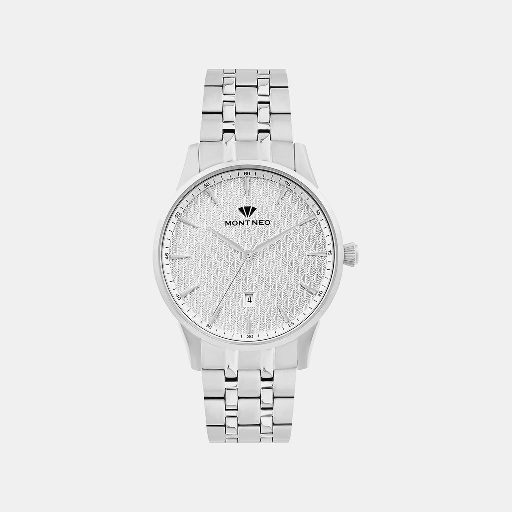 Men Quartz Silver Dial Analog Metal Watch 8501E-M1105