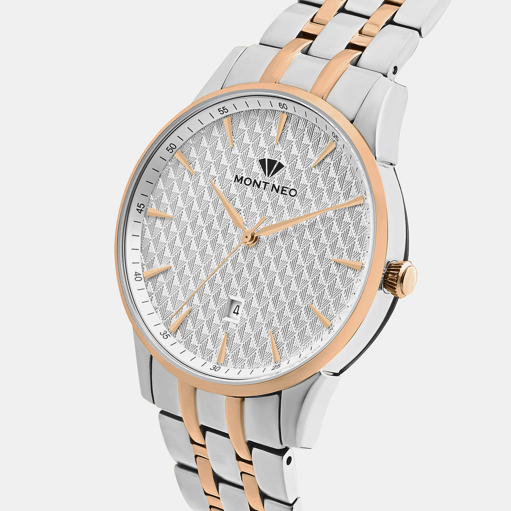 Men Quartz Silver Dial Analog Metal Watch 8501E-M1303