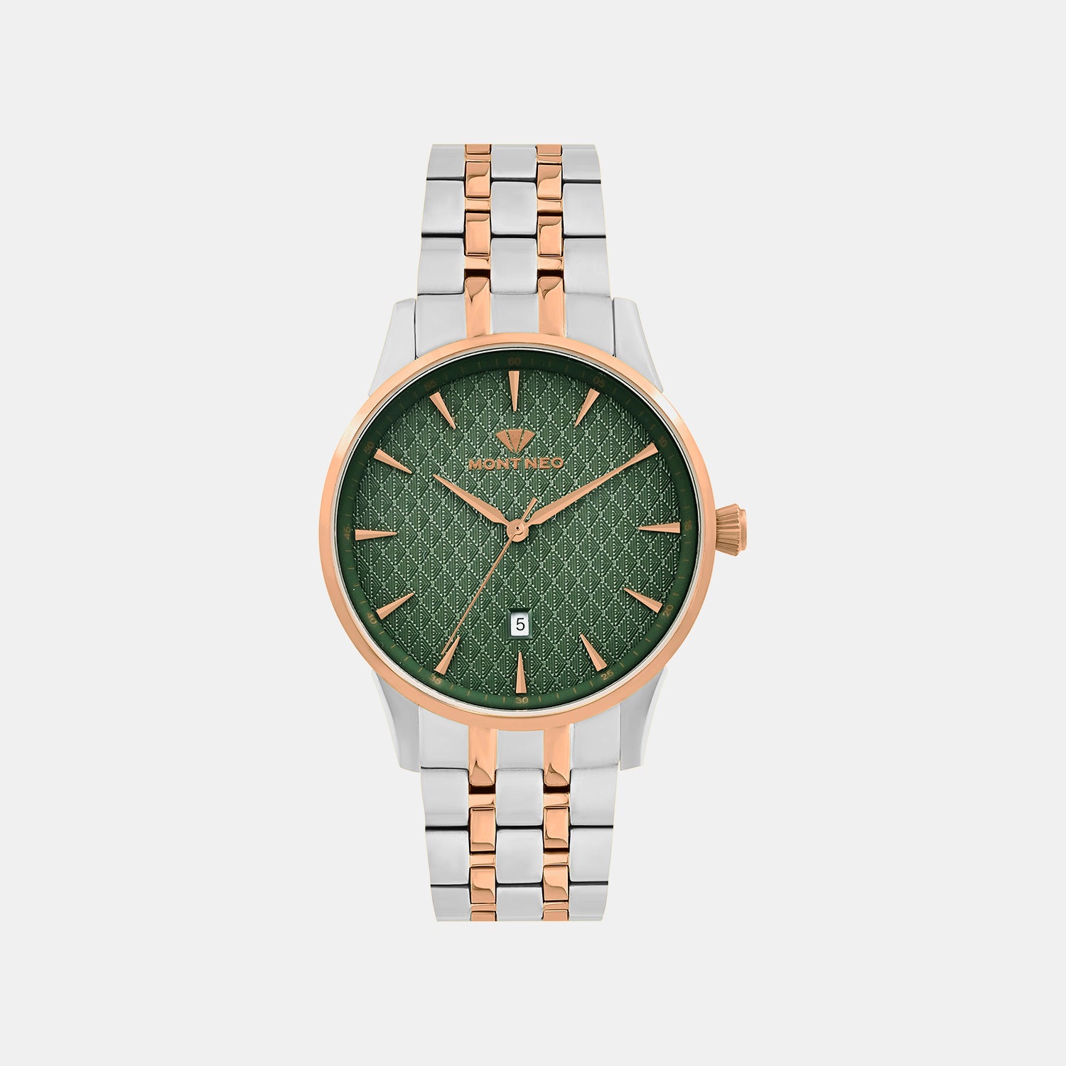 Men Quartz Green Dial Analog Metal Watch 8501E-M1314