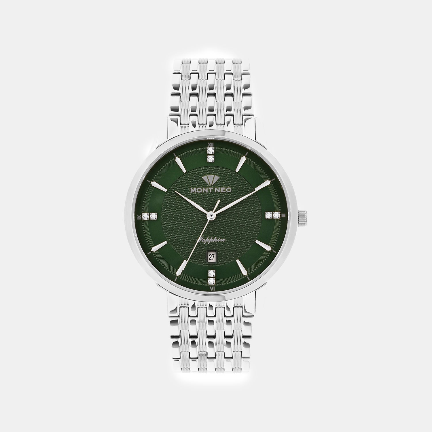Men Quartz Green Dial Analog Metal Watch 8502E-M1114