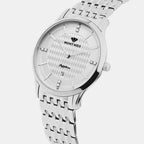 Men Quartz Silver Dial Analog Metal Watch 8502E-M1102