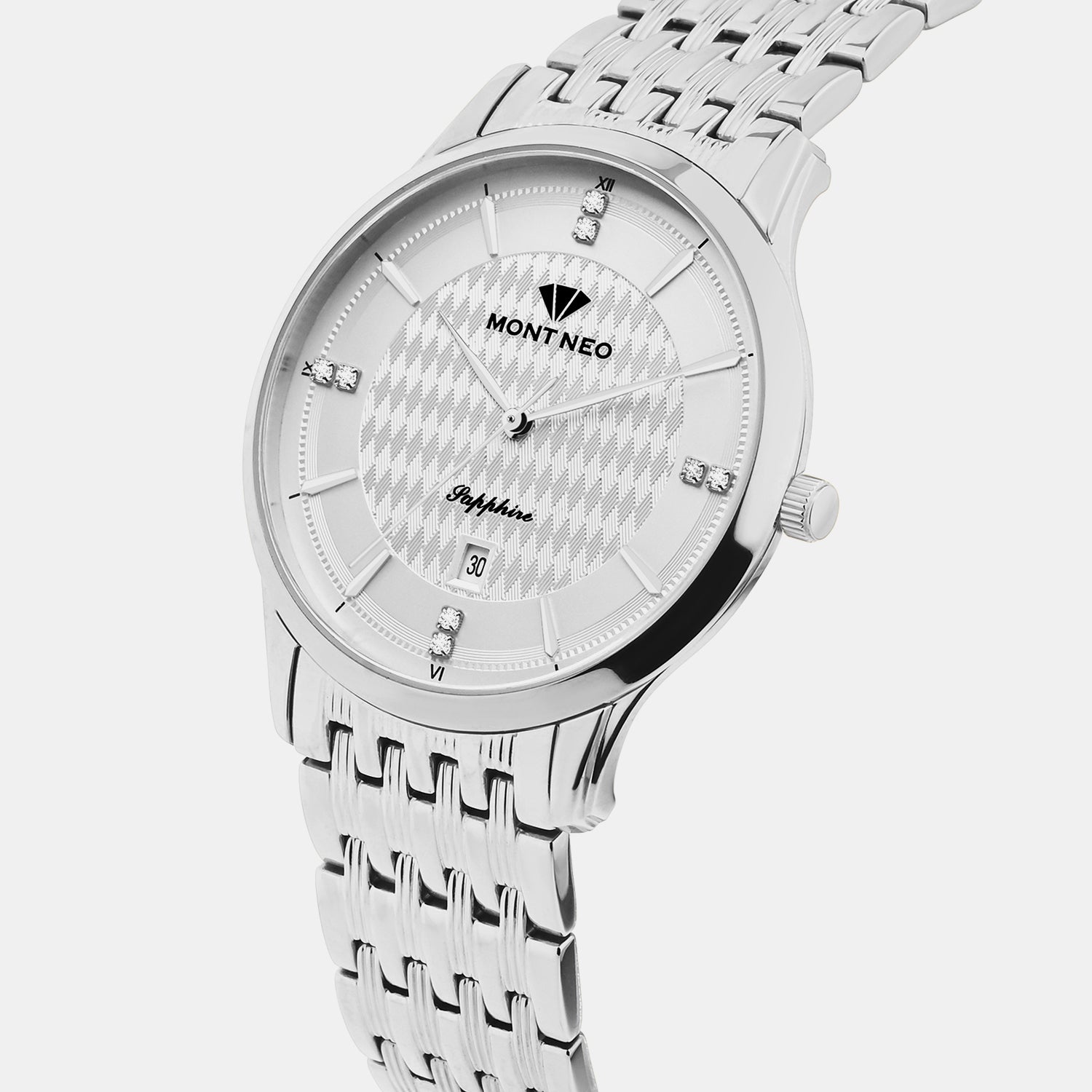 Men Quartz Silver Dial Analog Metal Watch 8502E-M1102
