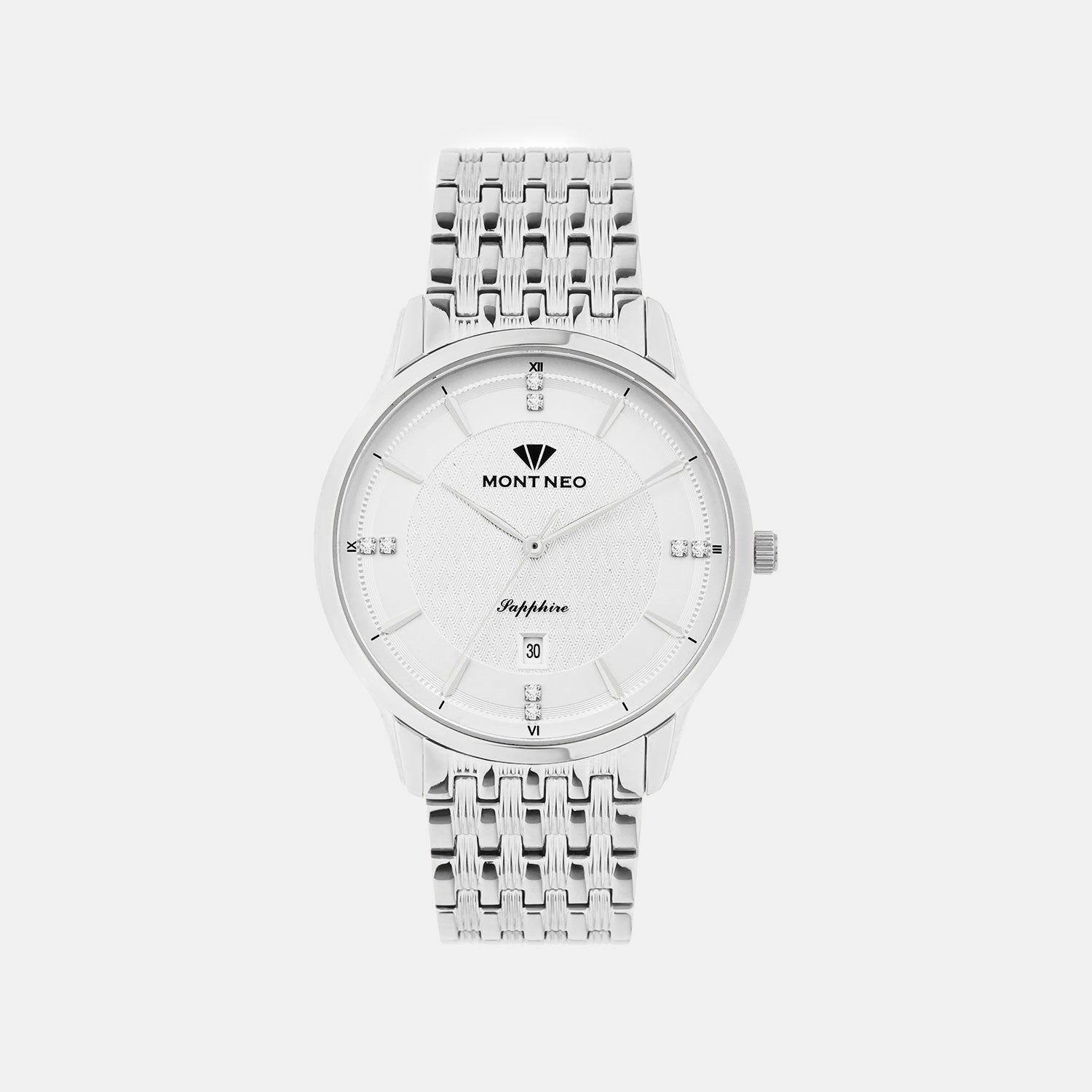 Men Quartz Silver Dial Analog Metal Watch 8502E-M1102