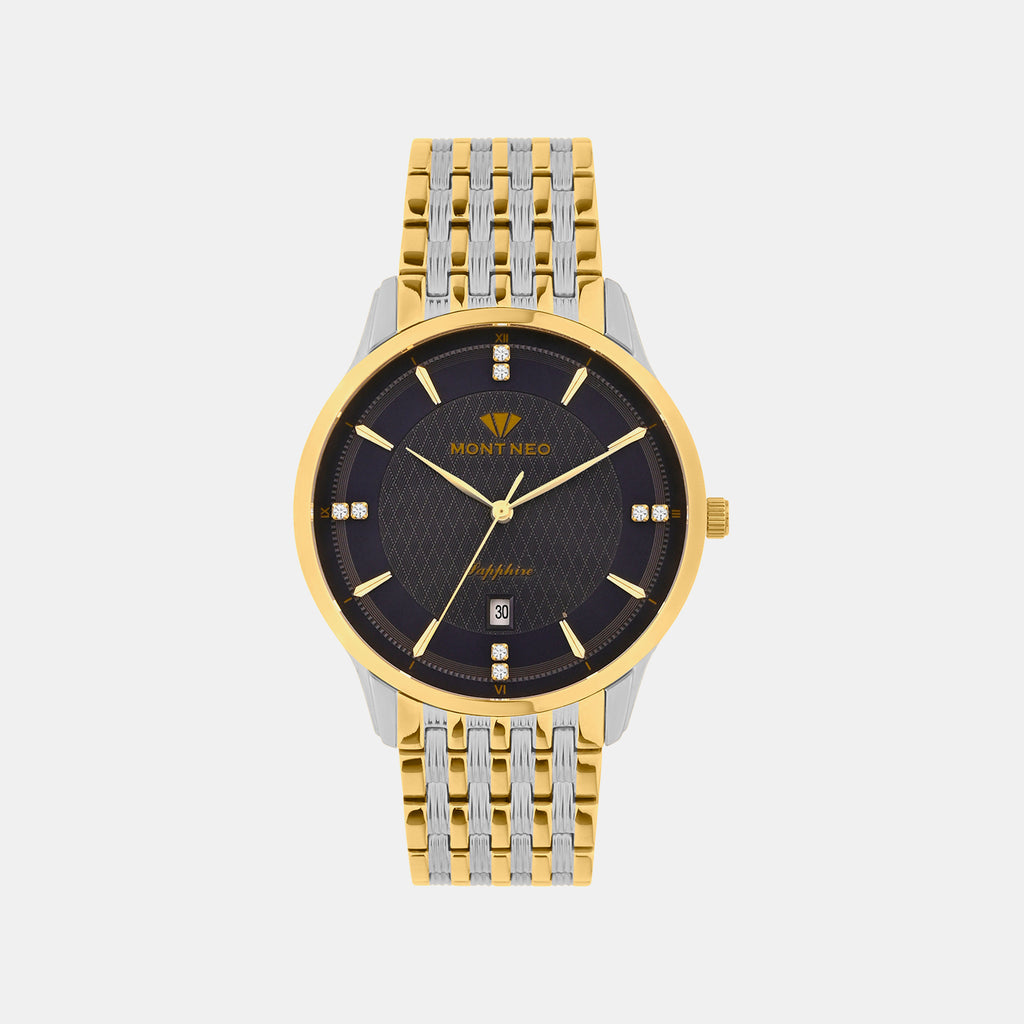 Men Quartz Black Dial Analog Metal Watch 8502E-M1205
