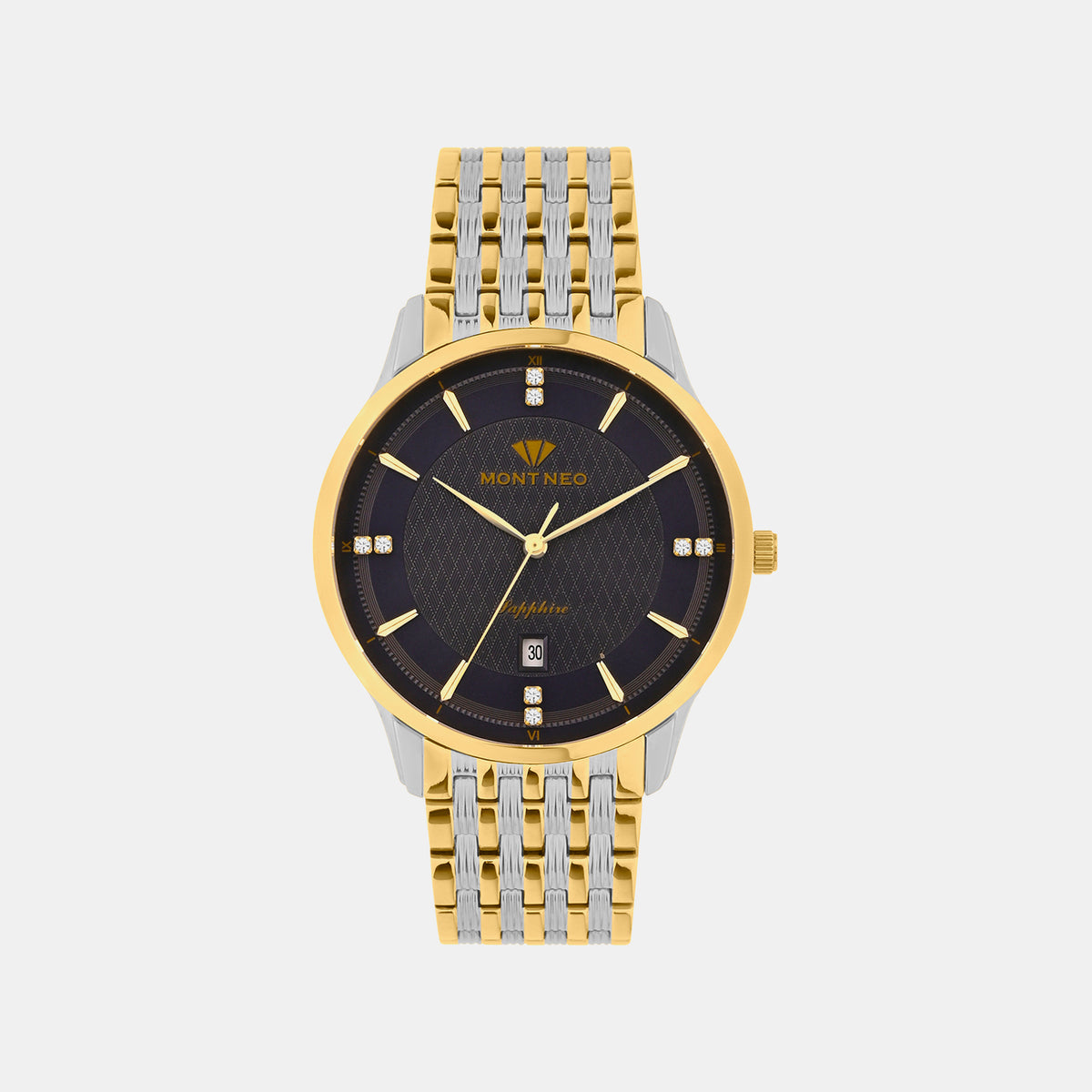 Men Quartz Black Dial Analog Metal Watch 8502E-M1205